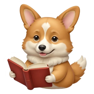 Beige corgie reading sticker