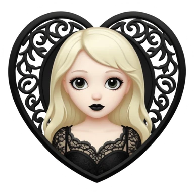 goth heart with a black lace cameo sticker