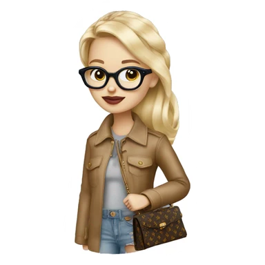 blonde girl in glasses miu miu with goyard bag sticker