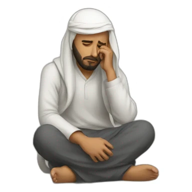 a muslim man feeling depressed sticker