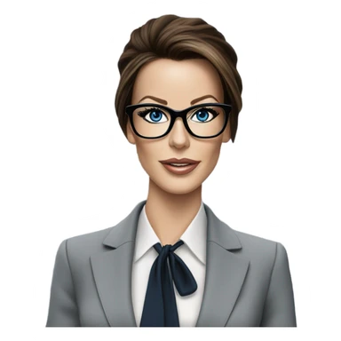 Hyper Realistic photo Kate Beckinsale blue eyes wearing glasses in a business meeting high fashion  sticker