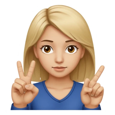 A girl about 35 dirty blonde, hair, brown eyes flipping the middle finger sticker