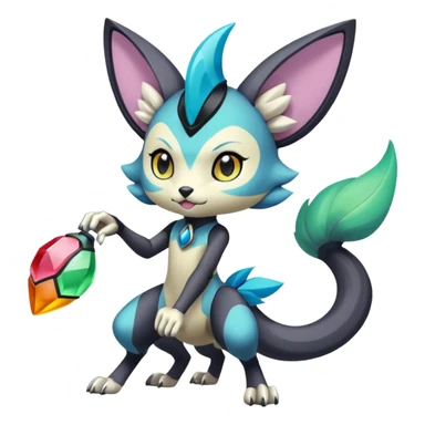 Colorful Exotic Randomly-colored Cartoon Anime Meloetta-WereGarurumon-Trico-Pokémon-Fakémon-fusion-hybrid-creature sticker