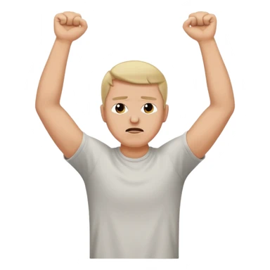 man backing down from argument with arms up sticker