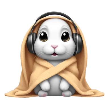 bunny wearing a blanket over its head with headphones on  sticker