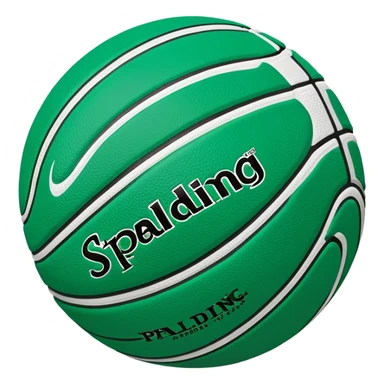 minimalist green Spalding basketball with simple NBA logo, few colorful accent lines, clean design sticker