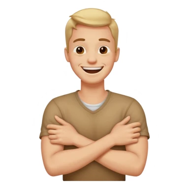 arms crossed holding neck laughing guy sticker