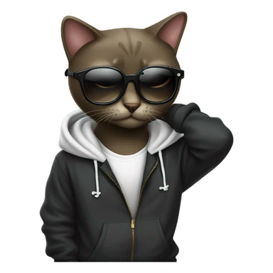 Gato negro con sudadera lentes hip hop sticker