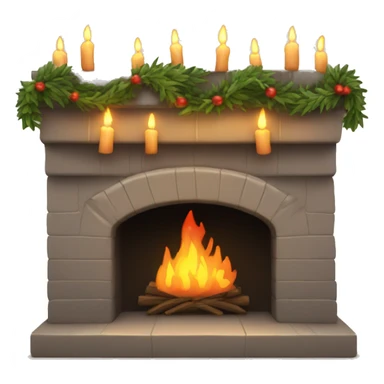 fireplace with garland and candles on top sticker