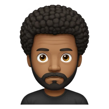 black man with beard, mustache, and short afro frowing wearing a black tee sticker