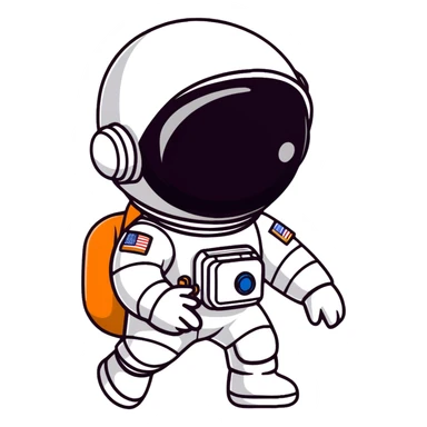 kid astronaut in white spacesuit with helmet sticker
