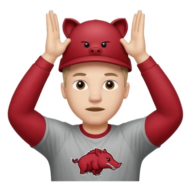 Arkansas razorbacks fan with hands raised over head sticker