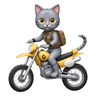 grey cat on a dirtbike  sticker