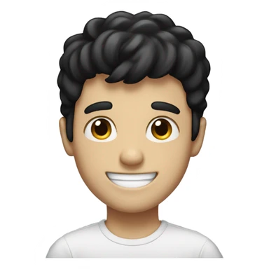 White boy with black hair and a huge oversized smile sticker