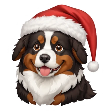 Bernese mountain dog wearing Santa hat sticker