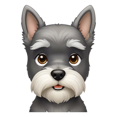 Cinematic Noble Miniature Schnauzer Portrait Emoji, Standing with a proud and stately demeanor, showcasing a sharply defined, salt-and-pepper fur with distinguished eyebrows and a confident, alert expression, simplified yet exquisitely detailed, glowing with a refined, dignified radiance, high shine, exuding intelligence and classic noble charm, soft glowing outline, capturing the essence of a noble Miniature Schnauzer that commands attention with effortless style! sticker