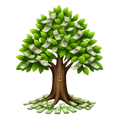 A tree with the leaves with money on it (keep the bark of the tree is still dark brown.* sticker