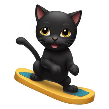 cute black cat doing a kick flip sticker