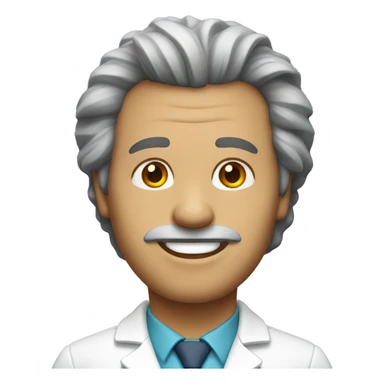 male doctor with wide face, big hair, no facial hair, no glasses, round chin sticker