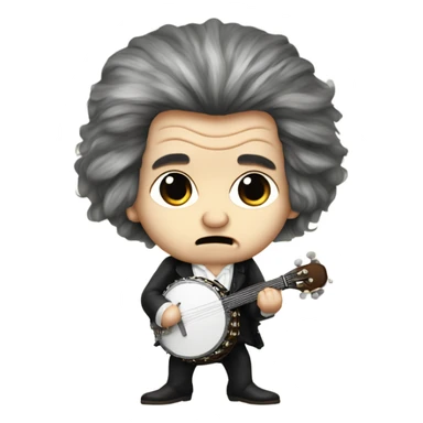 Ludwig Beethoven chibi wig standing old angry 5-string banjo sticker
