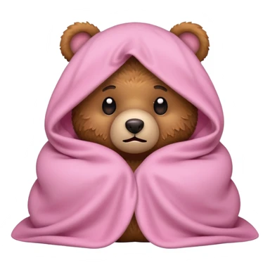 Terrified teddy bear hiding under light pink covers sticker