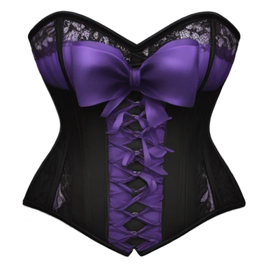 Black purple corset with lace and bow sticker