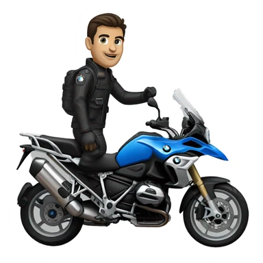motorcycle bmw gs 1250 black male rider on bike dark hair blue eyes sticker