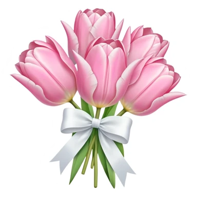 Pastel pink tulip bouquet with bow sticker