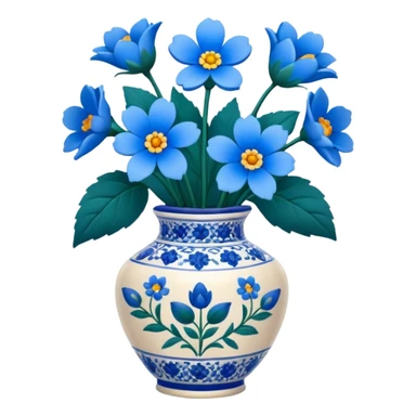 vase of blue flowers sticker