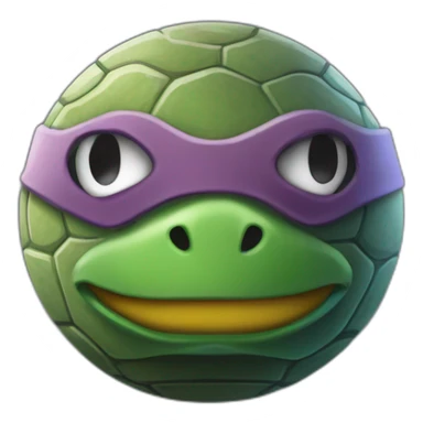 3d sphere with a cartoon simplistic andesite Teenage mutant ninja turtle skin texture with thoughtful eyes sticker