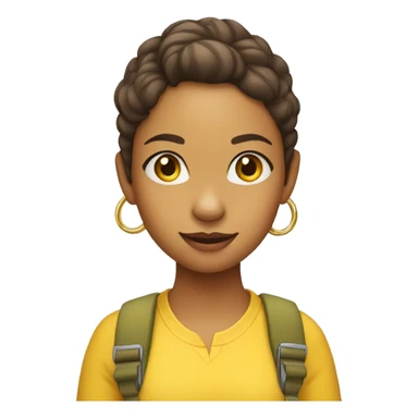 Female Little dinosaur with Yellow shirt and Hoop earrings sticker