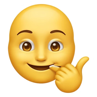 A normal yellow emoji with a shush and has a smile and is showing its jawline  sticker