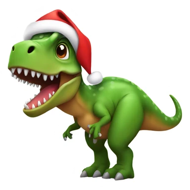 A dinosaur with a Santa hat sticker