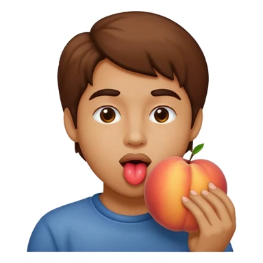 Me licking a peach sticker