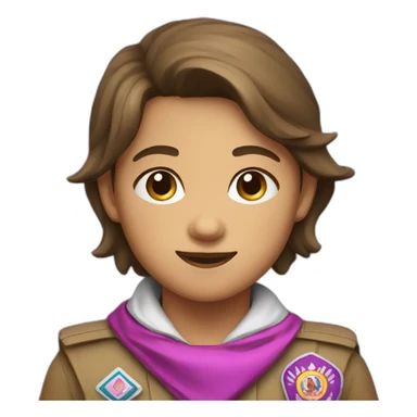 scout kid with a purple white and pink neckerchief sticker