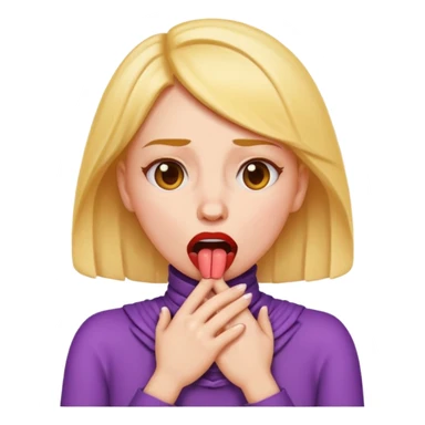 criss cross hands around throat choking self woman emoji tongue out  sticker