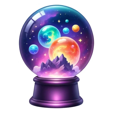 Tiny mystical mysterious sparkly magical glowing spherical nebula planets inside a glass globe dome sticker