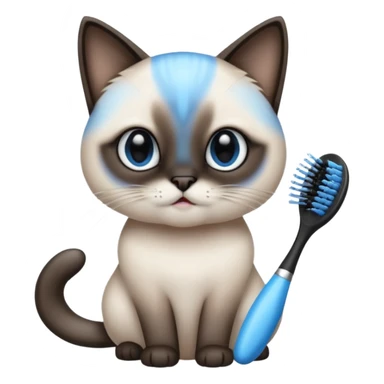 siamese cat, tooth brush, hair brush sticker