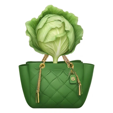 A cabbage with a gucci handbag sticker