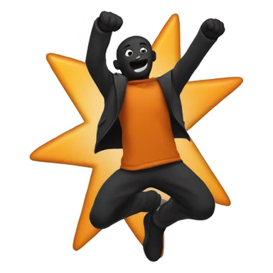 jumping star half black, half orange burnt sticker