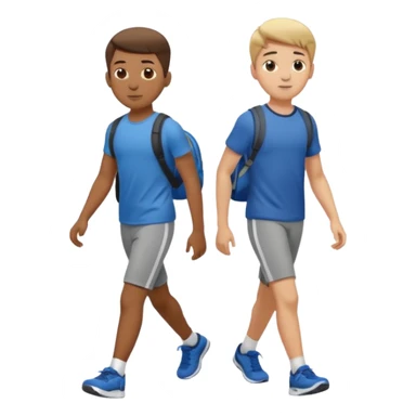 two boys walking, wearing gym clothes, full body sticker