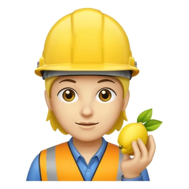 a hardhat with a lemon on the hard hat sticker