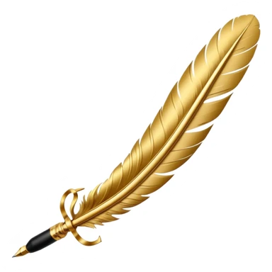 3D perspective academic premium golden ink feather pen sticker