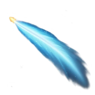  Cinematic Realistic Comet – A breathtaking image of a comet traveling through the cosmos, its icy nucleus releasing a brilliant, sweeping tail of glowing gas and dust. The light of distant stars refracts through the trail, creating a mesmerizing cosmic display. sticker