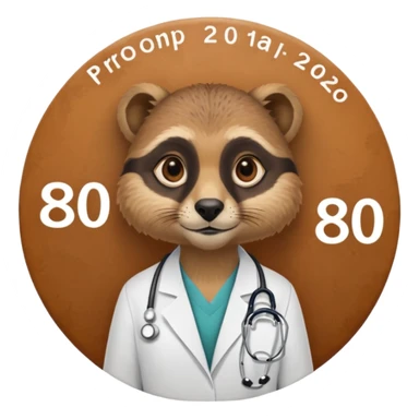 Suricate médecin avec écris "805" et "promo 2025-2030" avec un cercle rond au fond sticker