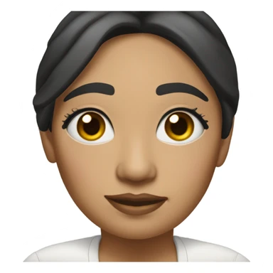 Mexican woman 53 years old has sun-darkened skin with a round face, she has thick shoulder-length black hair. Her eyes are brown, with double eyelids and her eyebrows are tattooed.  sticker