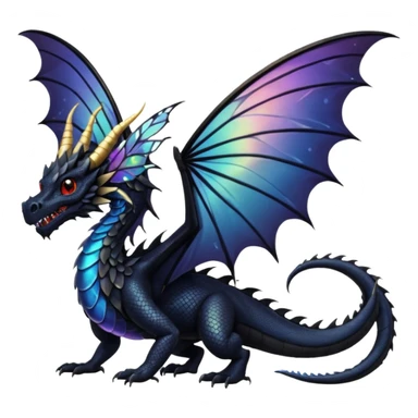 black dragon with butterfly wings sticker