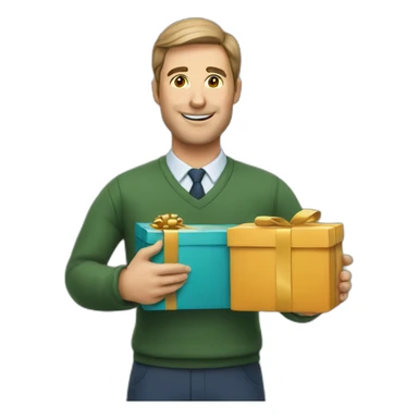 a geography teacher holding a present sticker