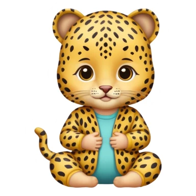 baby with leopard patterned clothes sticker