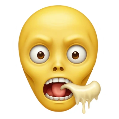 Gasping face emoji with yellow bone in its mouth sticker